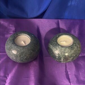 Elegant Green Marble Candle Holders